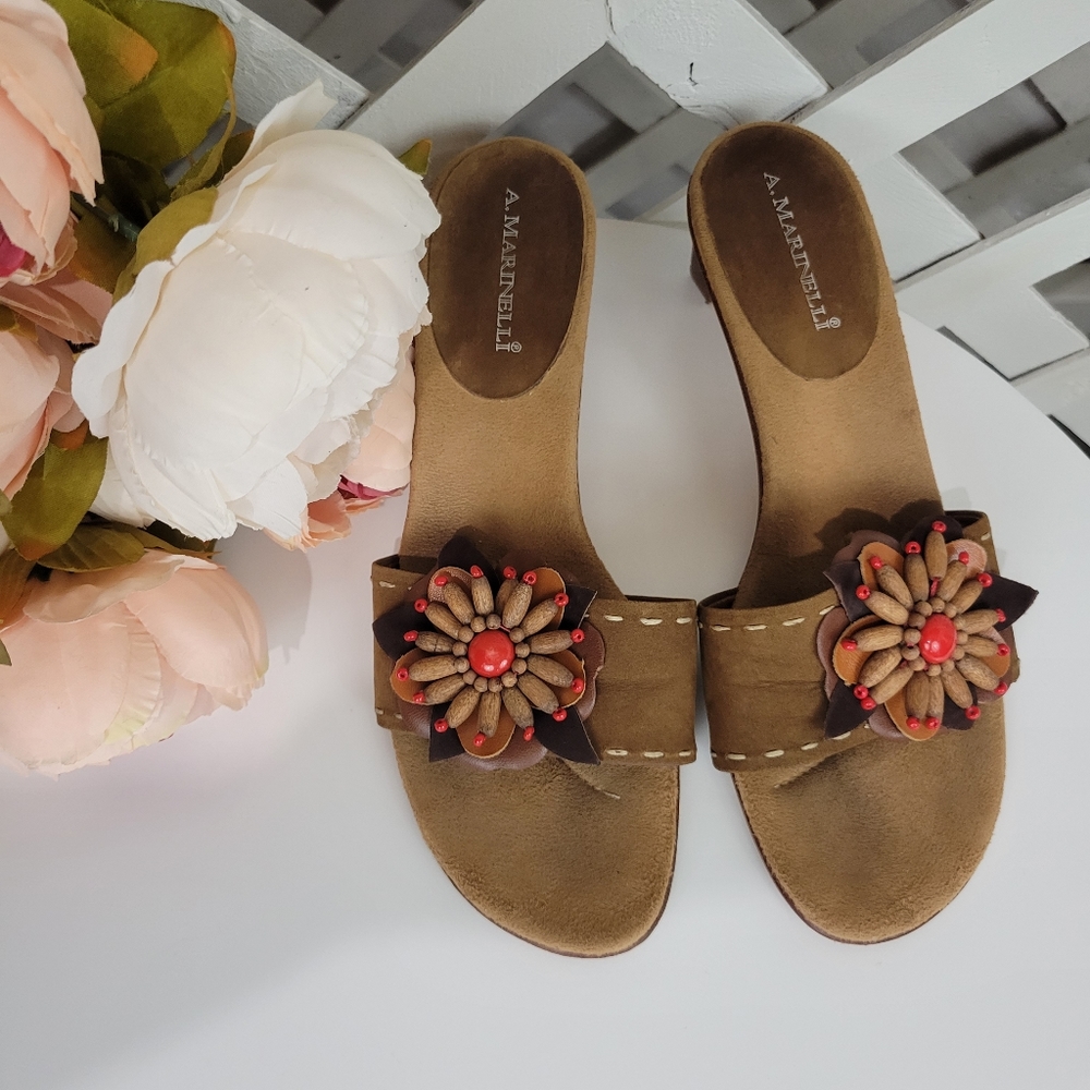 A. Marinelli Waldo Leather Slide Sandal Size 7.5 - Picture 2 of 11